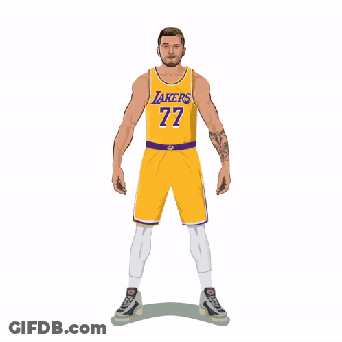 Man In Lakers Jersey And Shorts GIF