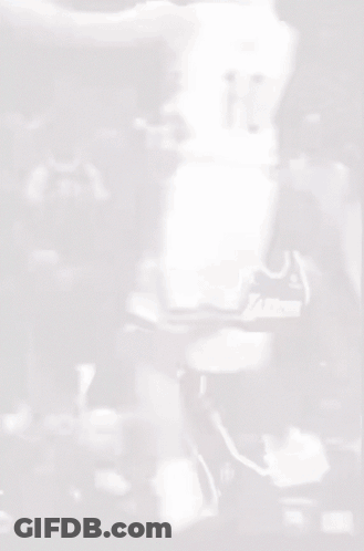 Man In Lakers Jersey In Front Of Crowd GIF