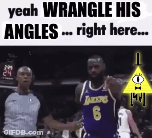 Man In Lakers Jersey Next To Referee GIF