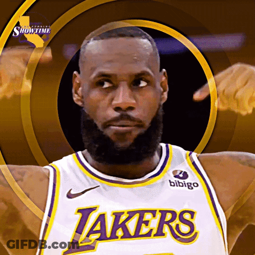 Man In Lakers Jersey Pointing GIF