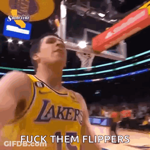 Man In Lakers Jersey Saying F Them Flippers GIF
