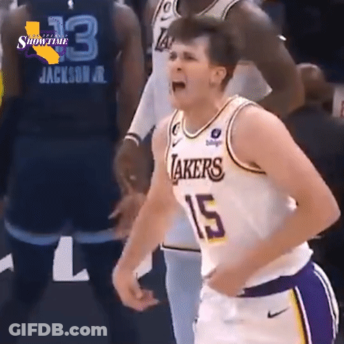 Man In Lakers Jersey Screaming GIF