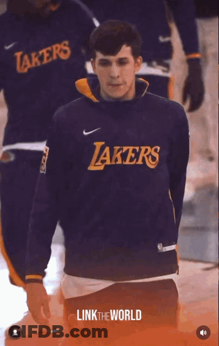 Man In Lakers Jersey Walking GIF