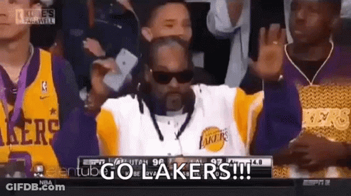 Man In Lakers Jersey Watching Basketball GIF