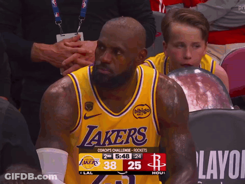Man In Lakers Jersey Watching Game GIF