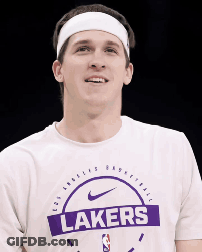 Man In Lakers T-Shirt Smiling GIF