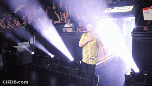 Man In League All Star Shirt Walking Through Tunnel Of Lights GIF