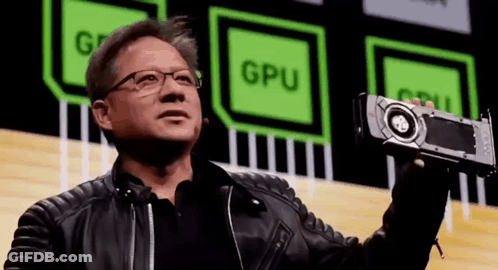Man In Leather Jacket And Glasses Holding GPU GIF