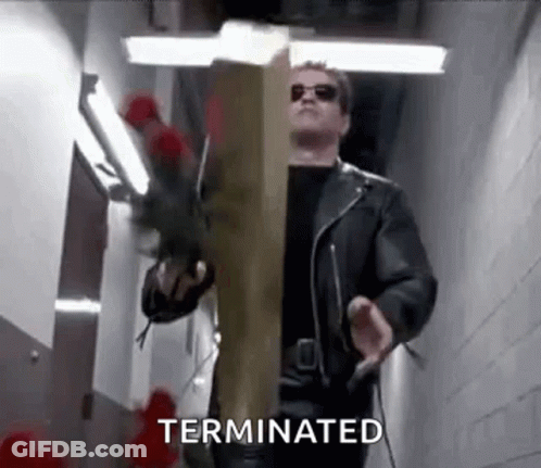 Man In Leather Jacket And Sunglasses Saying Terminator GIF