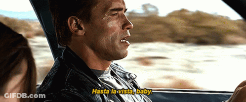 Man In Leather Jacket Driving Car Hasta La Vista Baby GIF