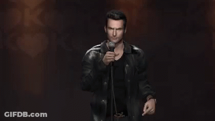Man In Leather Jacket Holding Microphone GIF