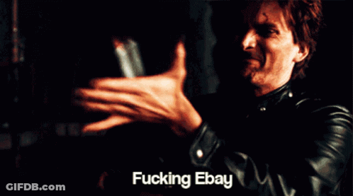 Man In Leather Jacket Saying Fucking EBay GIF
