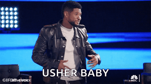 Man In Leather Jacket Saying Usher Baby GIF