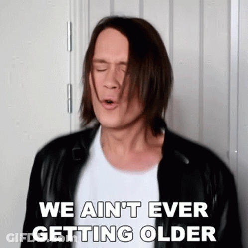 Man In Leather Jacket Saying We Ain't Ever Getting Older GIF