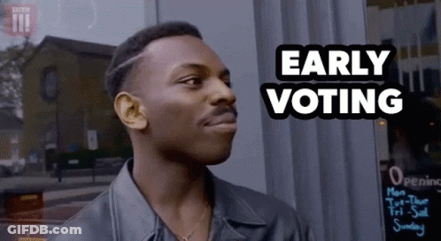 Man In Leather Jacket Says Early Voting GIF