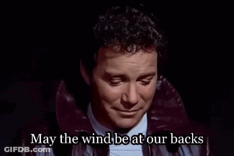 Man In Leather Jacket Says May The Wind Beat At Our Backs GIF