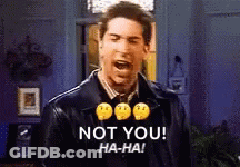 Man In Leather Jacket Screaming Not You Ha-Ha GIF