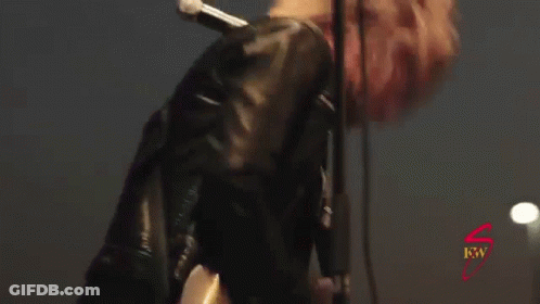 Man In Leather Jacket Singing And Playing Guitar GIF