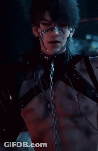 Man In Leather Jacket Sitting In Dark Room GIF