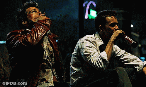 Man In Leather Jacket Smoking And Drinking Beer GIF