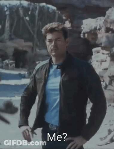 Man In Leather Jacket Standing In Desert Asking What Did I Do GIF