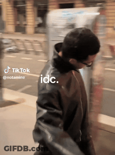Man In Leather Jacket Walking TikTok IDC GIF
