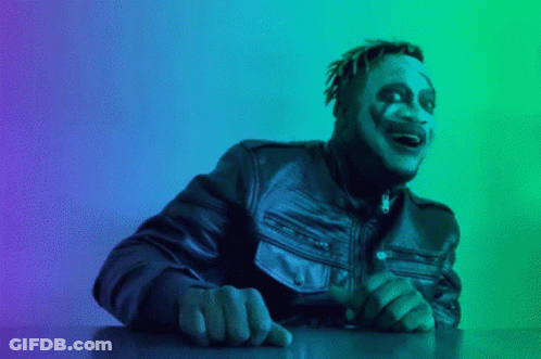 Man In Leather Jacket With Clown Face GIF