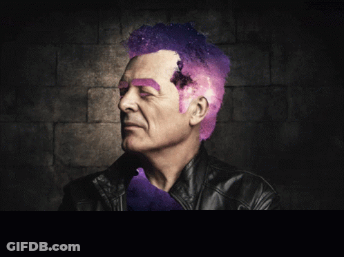 Man In Leather Jacket With Galaxy On Forehead GIF