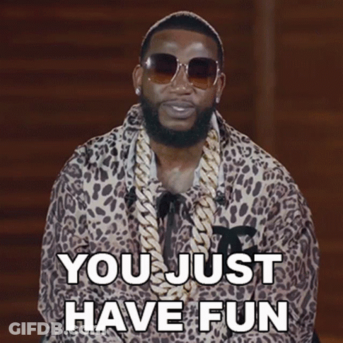 Man In Leopard Print Jacket Says You Just Have Fun GIF