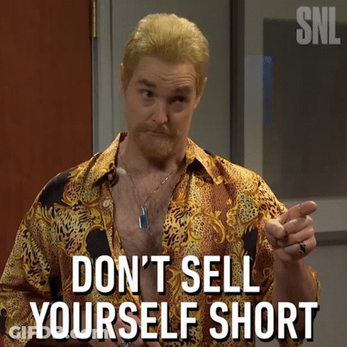 Man In Leopard Print Shirt Saying Don't Sell Yourself Short GIF