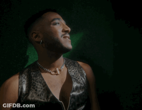 Man In Leopard Print Vest And Necklace With Letter D GIF
