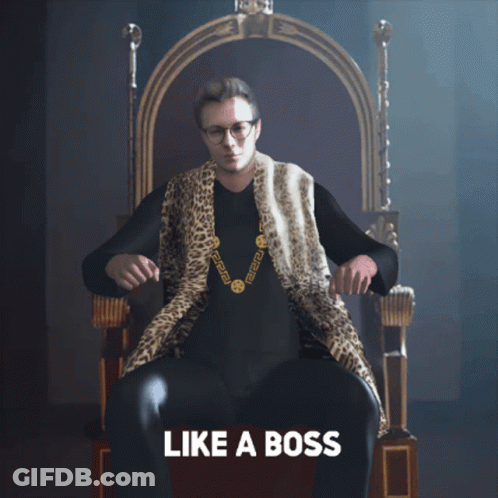 Man In Leopard Print Vest On Throne Saying Like A Boss GIF
