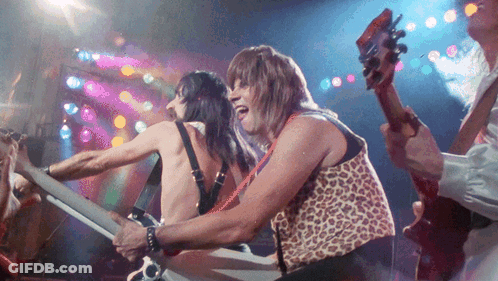 Man In Leopard Print Vest Playing Guitar In Band GIF