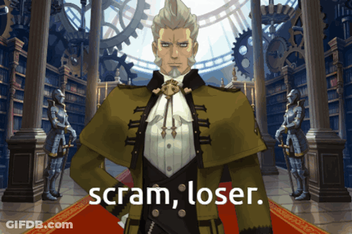 Man In Library Saying Scram Loser GIF