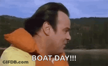 Man In Life Jacket On Boat Saying Boat Day GIF
