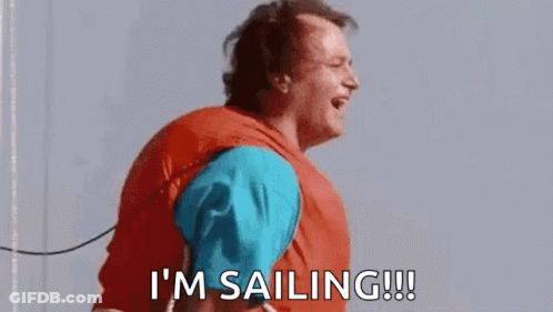 Man In Life Jacket Saying I'm Sailing!!! GIF