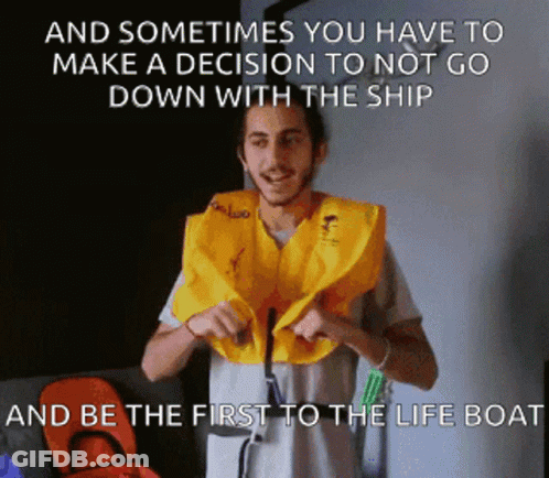Man In Life Vest And Sometimes You Have To Make A Decision GIF