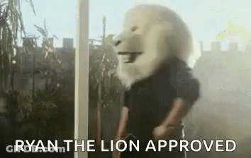 Man In Lion Mask Saying Ryan The Lion Approved GIF