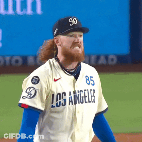 Man In Los Angeles Jersey On Field GIF