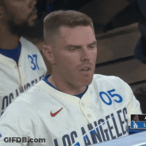 Man In Los Angeles Jersey Sitting GIF