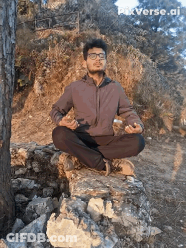Man In Lotus Position On Rock Pixverse.ai GIF