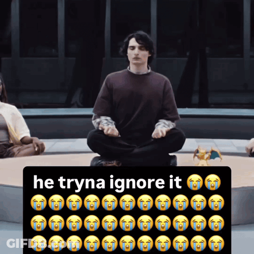 Man In Lotus Position Trying To Ignore It GIF