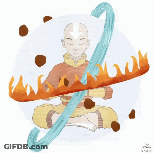 Man In Lotus Position With Flame Coming From Chest GIF