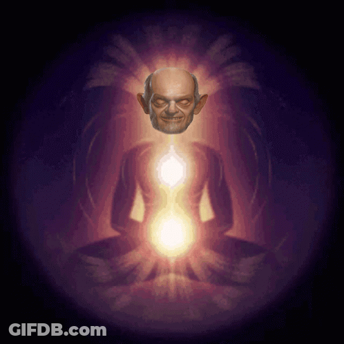 Man In Lotus Position With Head Light GIF
