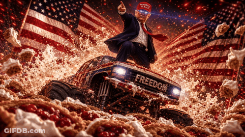 Man In MAGA Hat Driving Truck Saying Freedom GIF