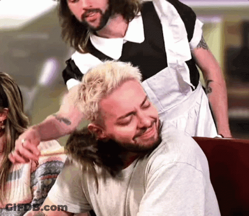 Man In Maid Costume Petting Head GIF