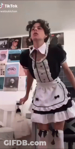 Man In Maid Costume Standing GIF
