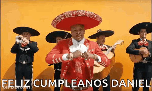 Man In Mariachi Outfit Dancing Feliz Cumpleaños Daniel GIF