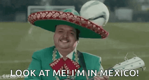 Man In Mariachi Outfit Holding Guitar And Soccer Ball GIF