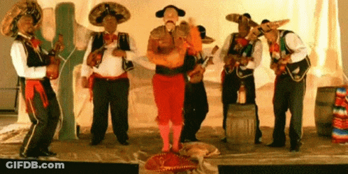 Man In Mariachi Outfit Holding Orange Guitar GIF
